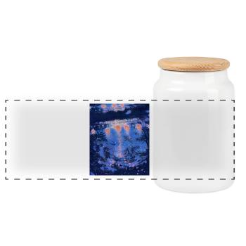 Gouttes de pluie dans la ville - Boîte à biscuits avec couvercle en bois - blanc - Devant