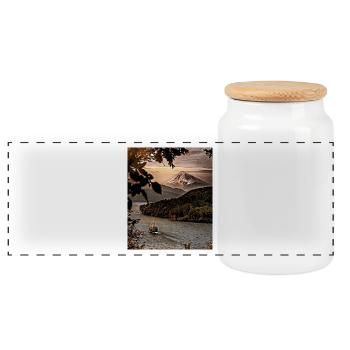Lake Ashi, Hakone, Japan - Panoramic Cookie Jar with Wooden Lid - white - Front