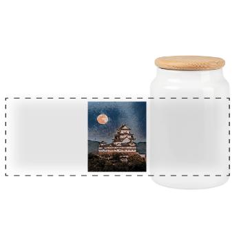 Château de Himeji, Japon - Boîte à biscuits avec couvercle en bois - blanc - Devant