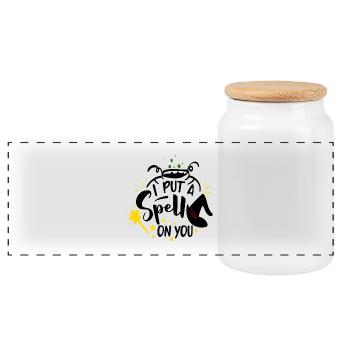 I put a spell on you - Panoramic Cookie Jar with Wooden Lid - white - Front