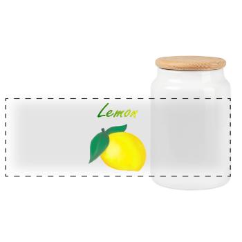 Lemon - Panoramic Cookie Jar with Wooden Lid - white - Front