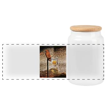 Moonlight Basketball - Panoramic Cookie Jar with Wooden Lid - white - Front