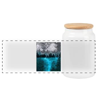 Forêt tranquille la nuit - Boîte à biscuits avec couvercle en bois - blanc - Devant
