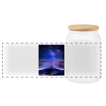 Mont Fuji la nuit, Japon - Boîte à biscuits avec couvercle en bois - blanc - Devant