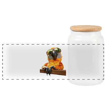 Perroquet Ara Perruche Cacatoès Perroquet Perroquets mignons - Boîte à biscuits avec couvercle en bois - blanc - Devant