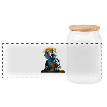 Perroquet Ara Perruche Cacatoès Perroquet Perroquets mignons - Boîte à biscuits avec couvercle en bois - blanc - Devant