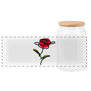 Blume rot one line art Geschenk Muttertag - Panorama Keksdose mit Holzdeckel - Weiß - Vorne