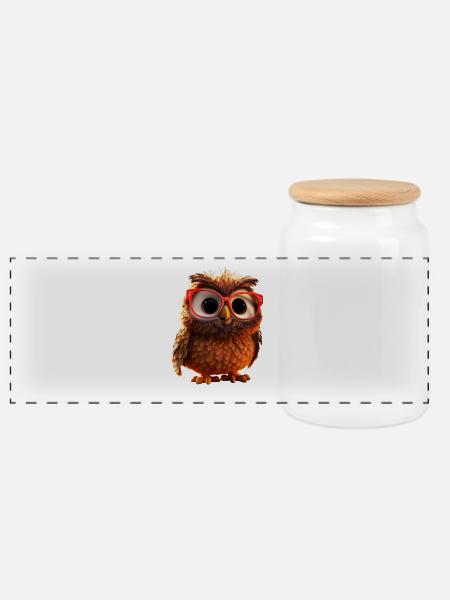 Eule Schleiereule Geschenk Kauz Uhu Owl Süße Eulen - Panorama Keksdose mit Holzdeckel - Weiß