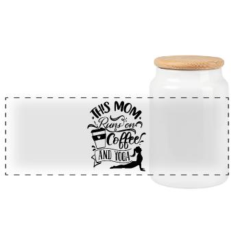 Cette maman fonctionne au café et au yoga - Boîte à biscuits avec couvercle en bois - blanc - Devant