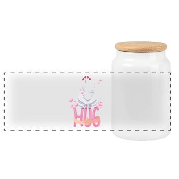 Funny - Cuddle Funny Bear - Panoramic Cookie Jar with Wooden Lid - white - Front