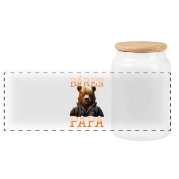 Bären Papa Daddy Bär Dad Vatertag Vater Grizzly - Panorama Keksdose mit Holzdeckel - Weiß - Vorne