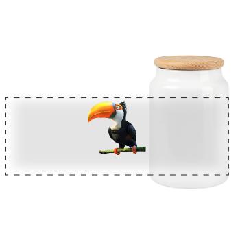 Toucan Rainforest South America Toucans Giant Toucan - Panoramic Cookie Jar with Wooden Lid - white - Front