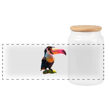 Toucan Rainforest South America Toucans Giant Toucan - Panoramic Cookie Jar with Wooden Lid - white - Front