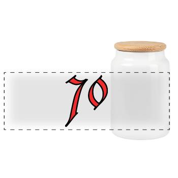70. 70 YEARS. 70th ANNIVERSARY. 70 YEARS ANNIVERSARY. - Panoramic Cookie Jar with Wooden Lid - white - Front