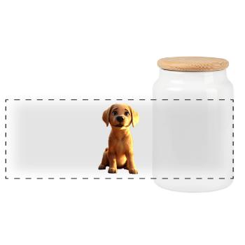 Labrador Retriever Dog Love Young Cute Labradors - Panoramic Cookie Jar with Wooden Lid - white - Front
