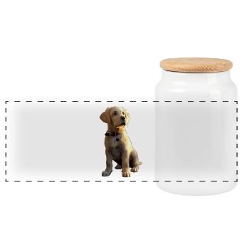 Labrador Retriever Dog Love Young Cute Labradors - Panoramic Cookie Jar with Wooden Lid - white - Front