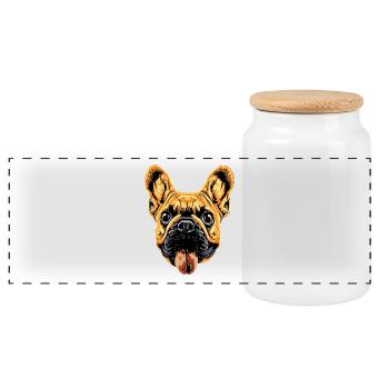 French Bulldog Dog Motif Bulldogs Great Dane - Panoramic Cookie Jar with Wooden Lid - white - Front