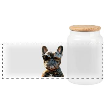 French Bulldog Dog Motif Bulldogs Great Dane - Panoramic Cookie Jar with Wooden Lid - white - Front