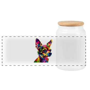 Chihuahua Couleurs Colorées Pop Art Chihuahuas mignons - Boîte à biscuits avec couvercle en bois - blanc - Devant