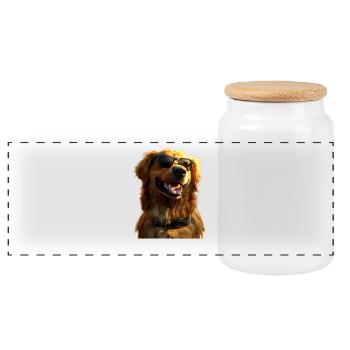 Golden Retriever Dog Dog Mom Dogs Lover - Panoramic Cookie Jar with Wooden Lid - white - Front