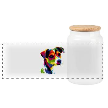 Jack Russell Terrier Couleurs vives Chiens Russells - Boîte à biscuits avec couvercle en bois - blanc - Devant