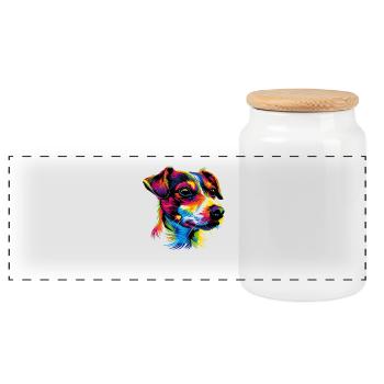 Jack Russell Terrier Couleurs vives Chiens Russells - Boîte à biscuits avec couvercle en bois - blanc - Devant