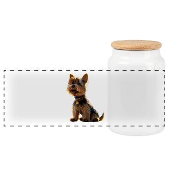 Yorkshire Terrier Dog Lover Cute Yorkie - Panoramic Cookie Jar with Wooden Lid - white - Front