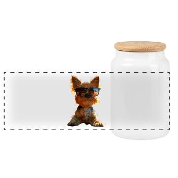 Yorkshire Terrier Hunde Liebhaber Süßer Yorkie - Panorama Keksdose mit Holzdeckel - Weiß - Vorne