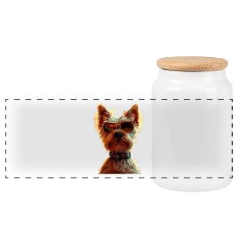 Yorkshire Terrier Dog Lover Cute Yorkie - Panoramic Cookie Jar with Wooden Lid - white - Front