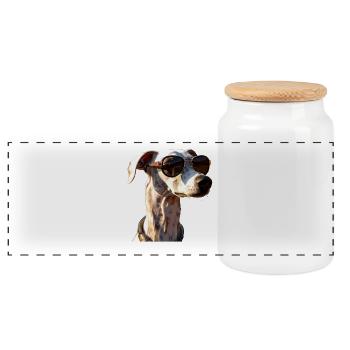 Windhund Hundeliebhaber Jagdhund Liebe Greyhound - Panorama Keksdose mit Holzdeckel - Weiß - Vorne