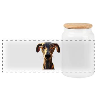 Windhund Hundeliebhaber Jagdhund Liebe Greyhound - Panorama Keksdose mit Holzdeckel - Weiß - Vorne