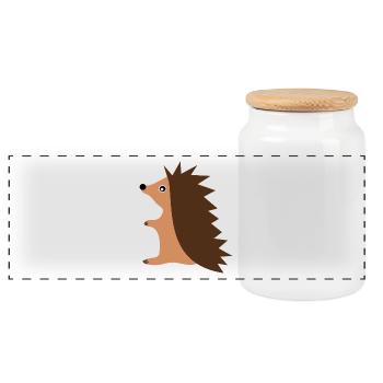 Hedgehog - Panoramic Cookie Jar with Wooden Lid - white - Front