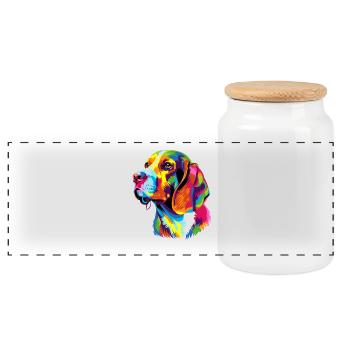 Beagle Welpe Popart Süßer Hund Bunte Farben Beagle - Panorama Keksdose mit Holzdeckel - Weiß - Vorne