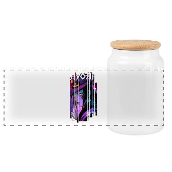 Halloween - Sorcière effet Géométrique Mauve - Boîte à biscuits avec couvercle en bois - blanc - Devant