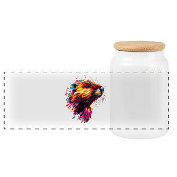 Castor Coloré Arc-en-ciel Popart Rongeurs Castor mignon - Boîte à biscuits avec couvercle en bois - blanc - Devant