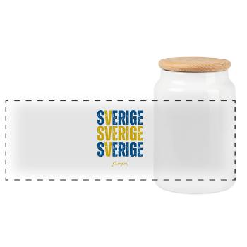 Flagge von Schweden, schwedischer Stolz - Panorama Keksdose mit Holzdeckel - Weiß - Vorne