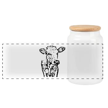 Personalized Cow T-Shirt for Farmers Gift - Panoramic Cookie Jar with Wooden Lid - white - Front
