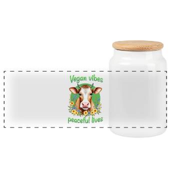 Vibrations végétaliennes, vies paisibles - Boîte à biscuits avec couvercle en bois - blanc - Devant