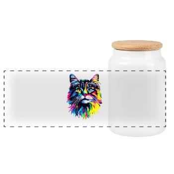 Cat Norwegian Forest Cat Norwegian Forest Cats - Panoramic Cookie Jar with Wooden Lid - white - Front