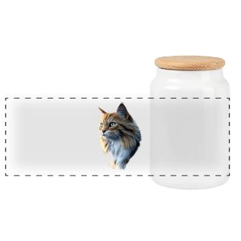Cat Norwegian Forest Cat Norwegian Forest Cats - Panoramic Cookie Jar with Wooden Lid - white - Front