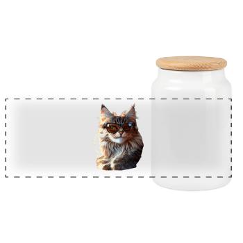 Cat Norwegian Forest Cat Norwegian Forest Cats - Panoramic Cookie Jar with Wooden Lid - white - Front