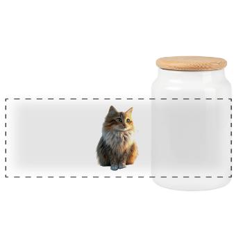 Cat Norwegian Forest Cat Norwegian Forest Cats - Panoramic Cookie Jar with Wooden Lid - white - Front