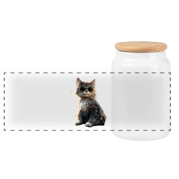 Cat Norwegian Forest Cat Norwegian Forest Cats - Panoramic Cookie Jar with Wooden Lid - white - Front