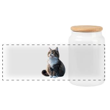 Cat Norwegian Forest Cat Norwegian Forest Cats - Panoramic Cookie Jar with Wooden Lid - white - Front