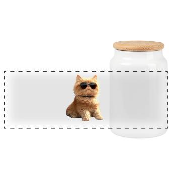 Persian Cat Persian Cat Persian Cat Cute Cats - Panoramic Cookie Jar with Wooden Lid - white - Front