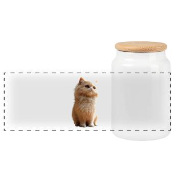 Persian Cat Persian Cat Persian Cat Cute Cats - Panoramic Cookie Jar with Wooden Lid - white - Front