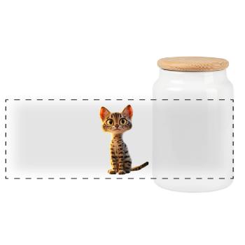 Savannah Katze Cat Mama Süße Serval Leopard Katzen - Panorama Keksdose mit Holzdeckel - Weiß - Vorne