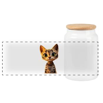 Savannah Katze Cat Mama Süße Serval Leopard Katzen - Panorama Keksdose mit Holzdeckel - Weiß - Vorne