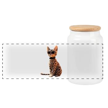Savannah Katze Cat Mama Süße Serval Leopard Katzen - Panorama Keksdose mit Holzdeckel - Weiß - Vorne