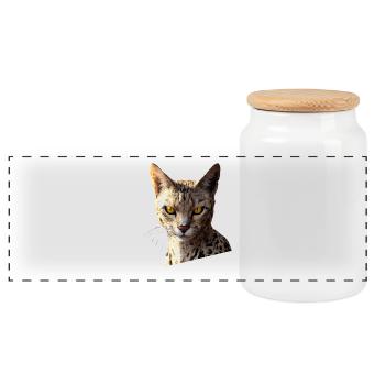 Savannah Katze Cat Mama Süße Serval Leopard Katzen - Panorama Keksdose mit Holzdeckel - Weiß - Vorne